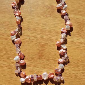 HONORA FRESHWATER KESHI PEARL AND GEMSTONE 925 NECKLACE 20"